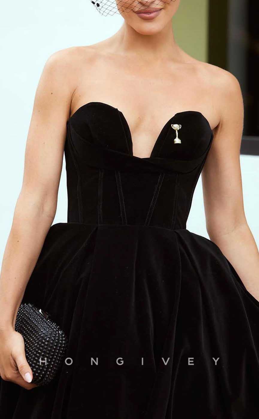 L2846 - Elegant & Luxurious A-Line Strapless Sleeveless Empire Party Prom Evening Dress - Fashionpara