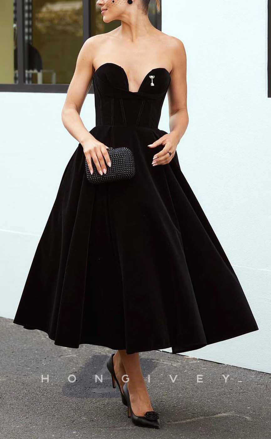 L2846 - Elegant & Luxurious A-Line Strapless Sleeveless Empire Party Prom Evening Dress - Fashionpara