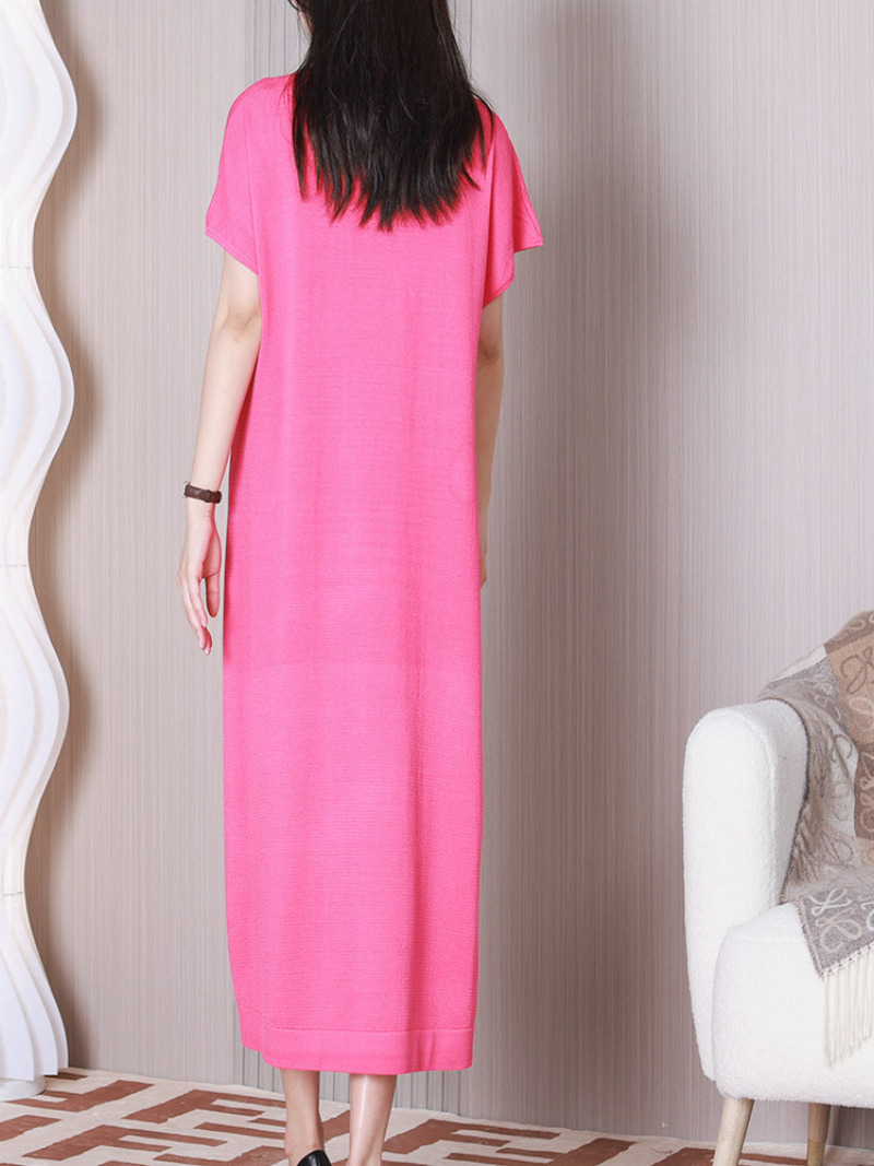 Colourblock V-Neck Short Sleeve Knit Midi Dress 6
