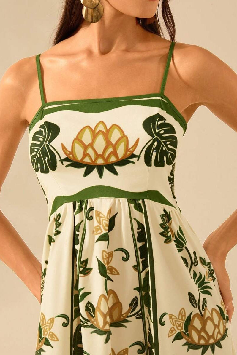 Tropical Floral Ruffle Beach Boho Dress