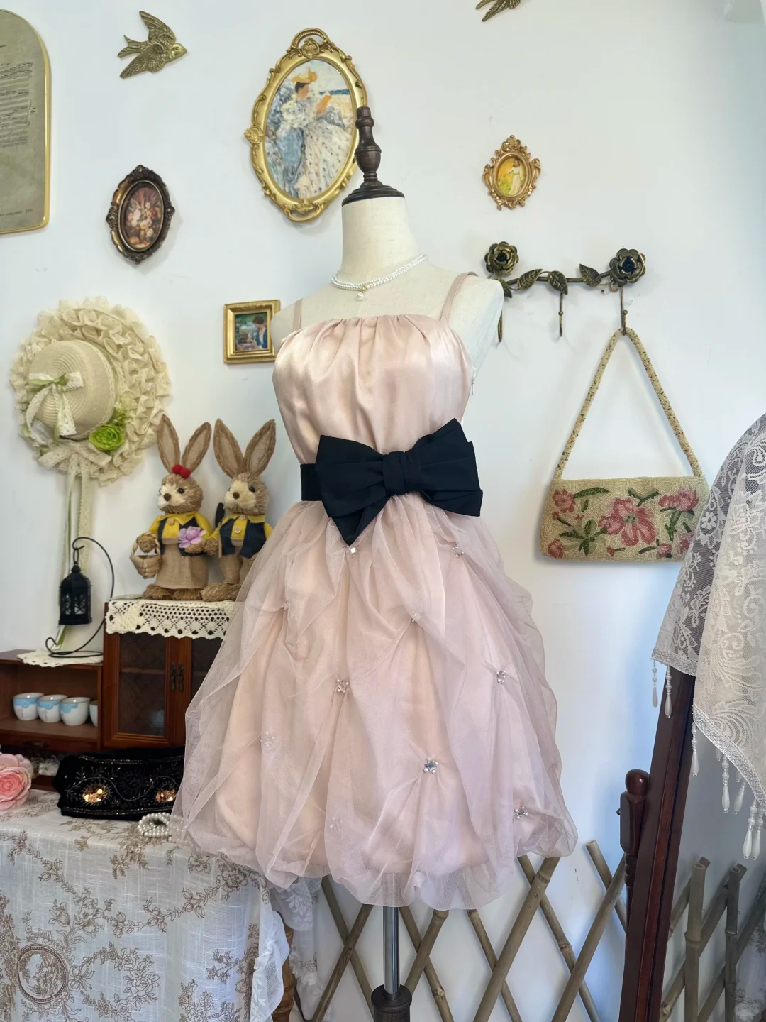 Simple Spaghetti Straps Blush Pink Satin Tulle Short Homecoming Dress Birthday Outfits D306