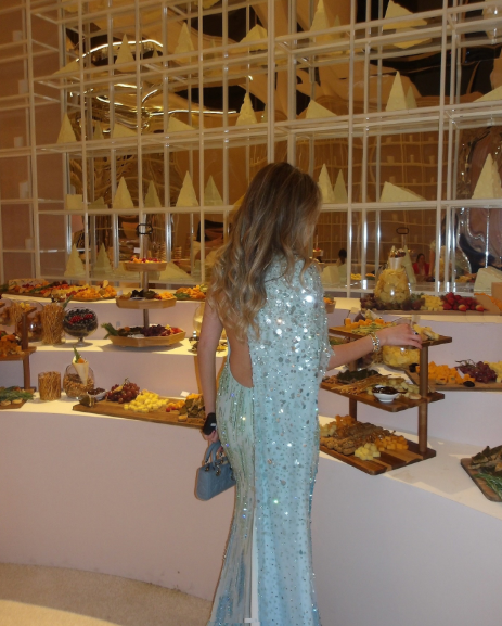 Pretty Ombre Blue Chiffon Sequin Beaded Mermaid Long Party DressBackless Evening Gown D1735