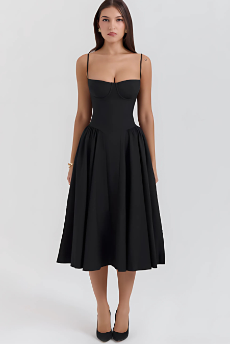 Corset Bustier Fit and Flare Midi Dress 7
