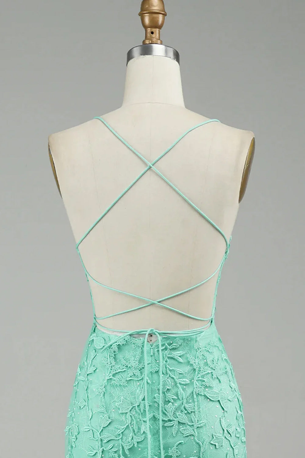 Mint Mermaid Long Prom Dress with Appliques - Fashionpara