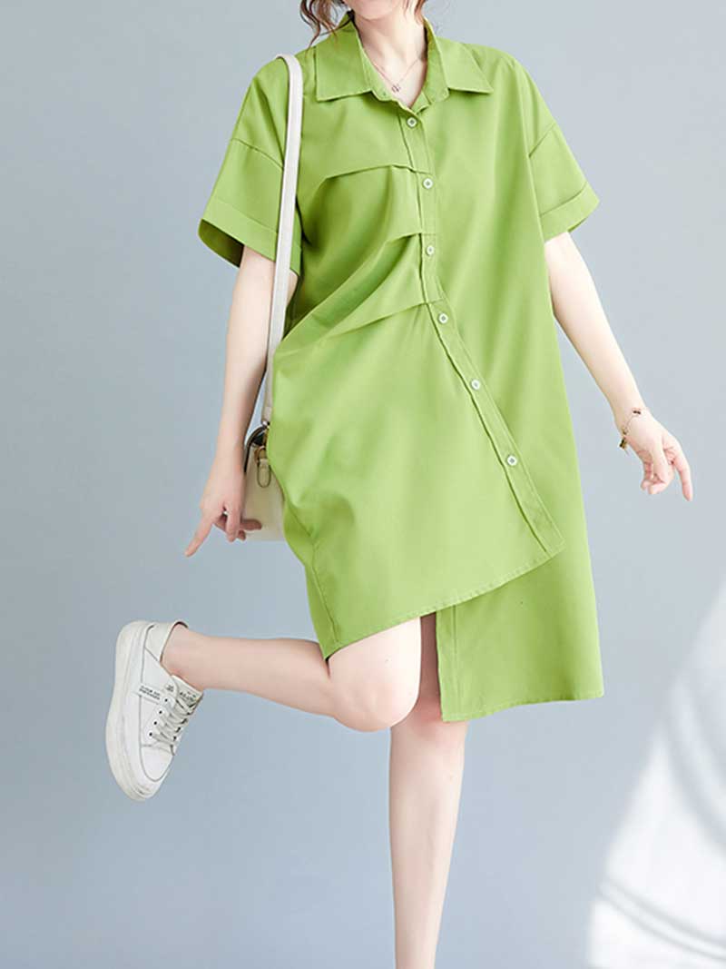 Cotton Short Sleeves Shirt Dress 6