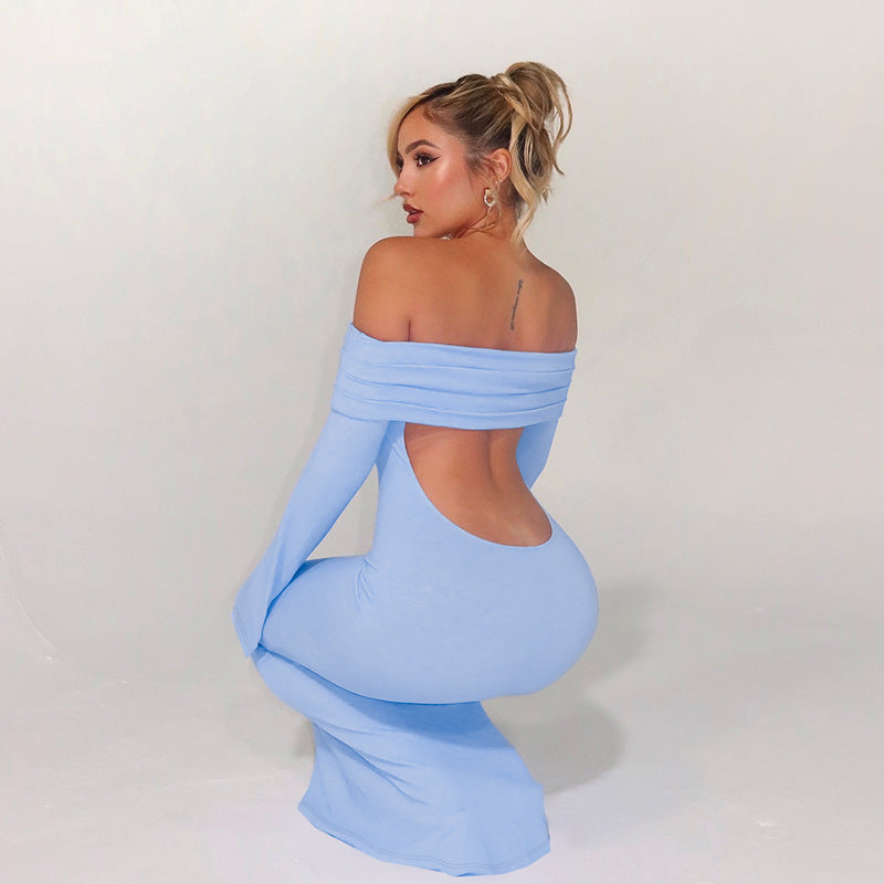 Off-Shoulder Long-Sleeve Bodycon Mermaid Maxi Dress 3