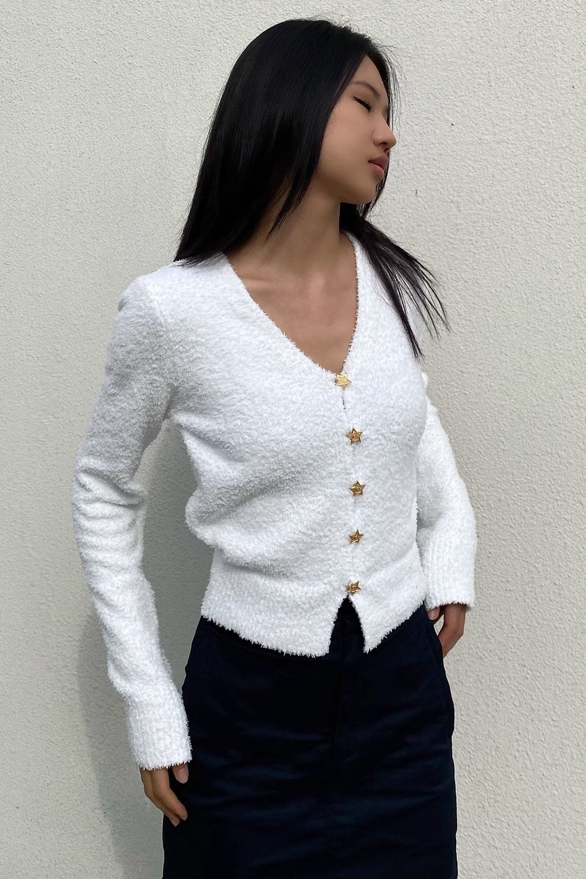 Orro Shop Buttoned Front Ribbed Knit Sweater for Style