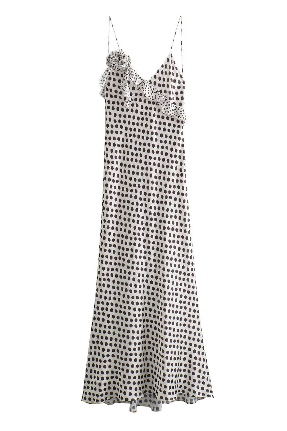 Julia Dotted Guipure Lace Ruffle Strap Maxi Dress - View 2
