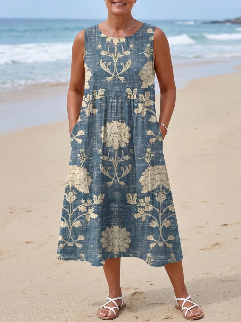 Floral Print Sleeveless Midi Dress 3