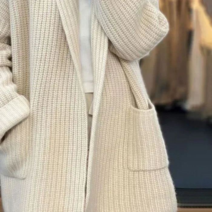 Shawl Collar Oversized Ribbed Knit Cardigan with Pockets 3