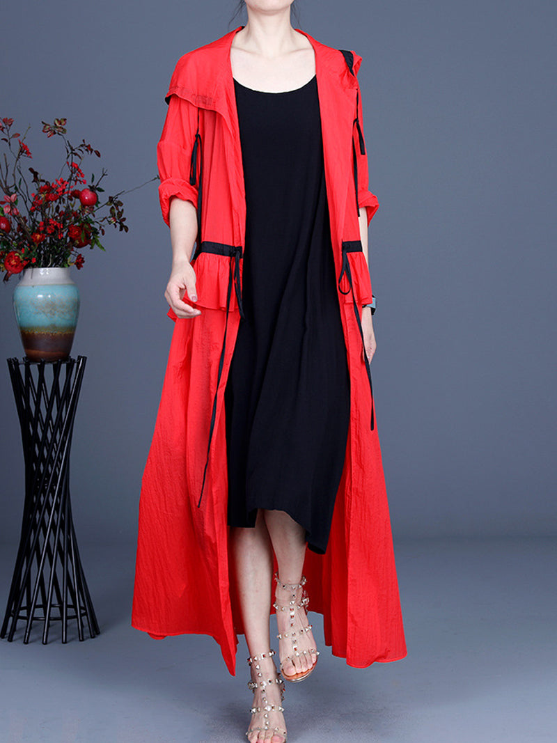 Hooded Open-Front Longline Duster Coat 9