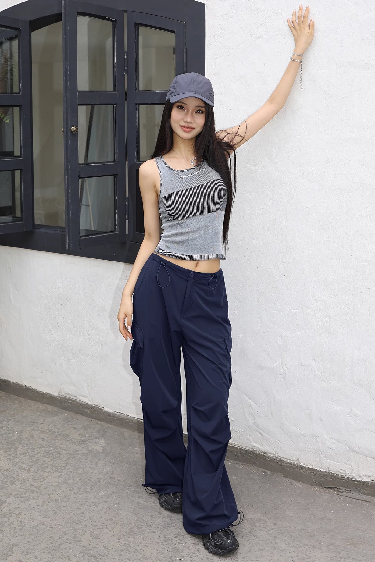 Lace Up Side Pocket Side Cargo Pants