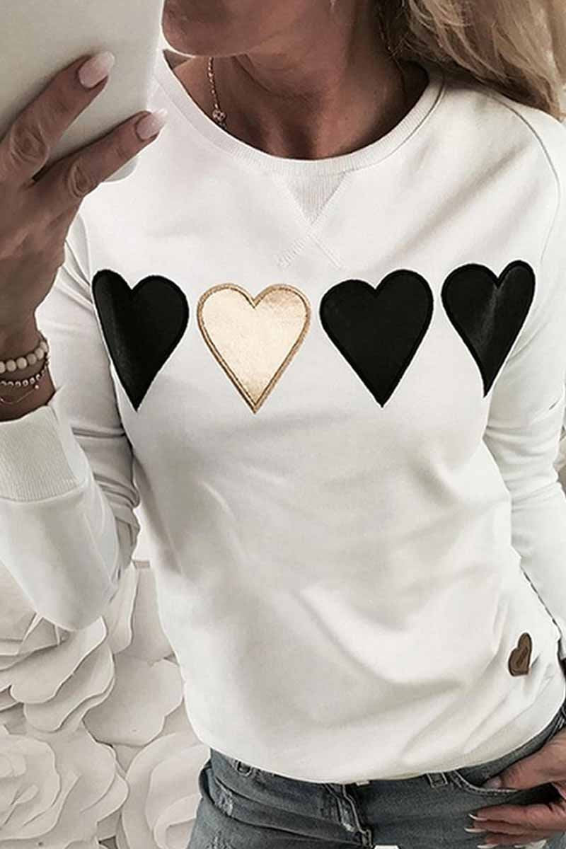 Florcoo New Heart Print Sweatshirt