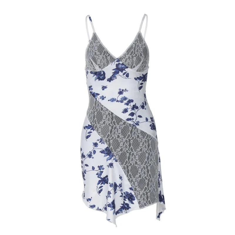 Chic Lace Floral Mini Dress - Fashionpara