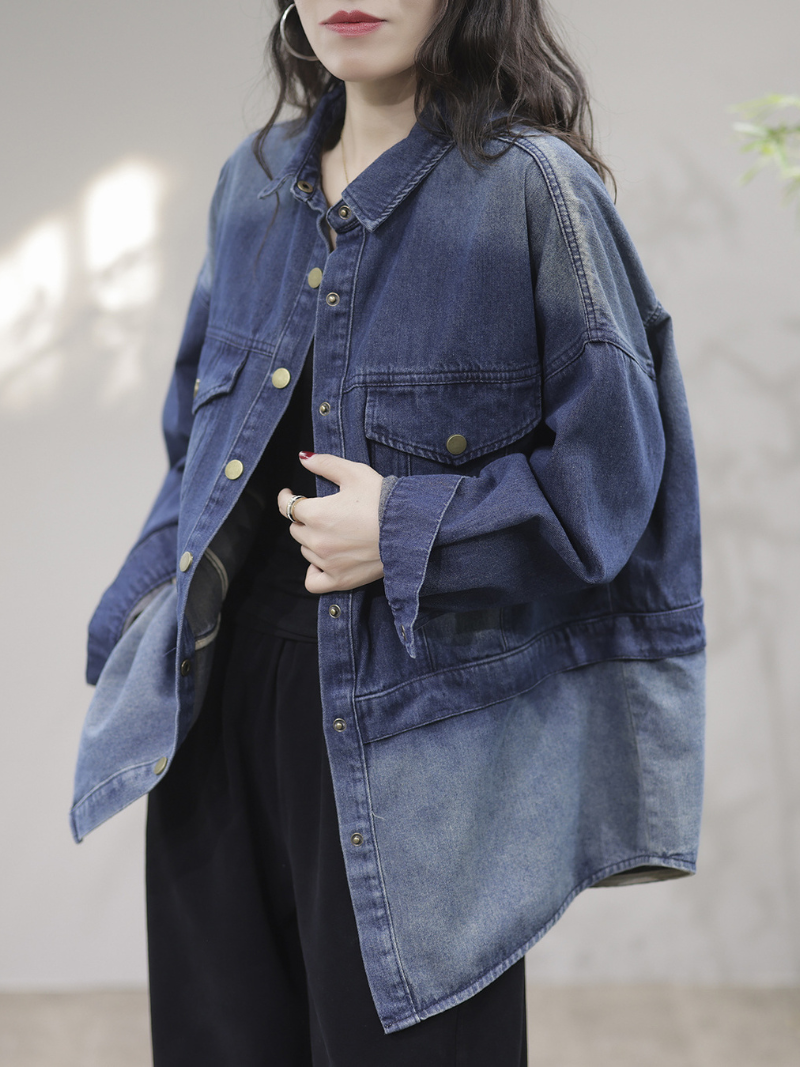A beautiful Soul Denim Loose Long Sleeves Jacket - Fashionpara