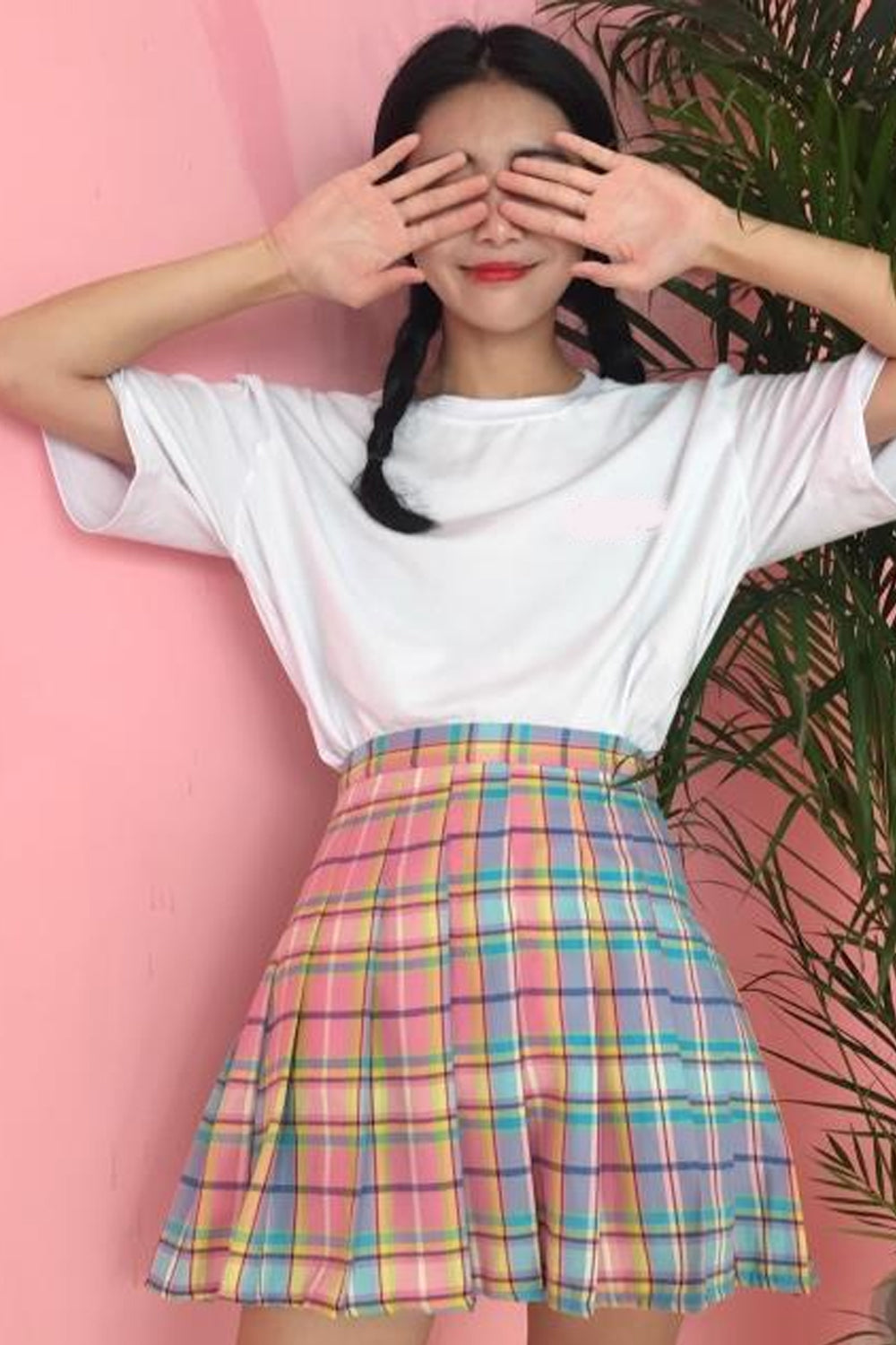 High Waist Cute Pastel Rainbow Mini Skirts - Fashionpara