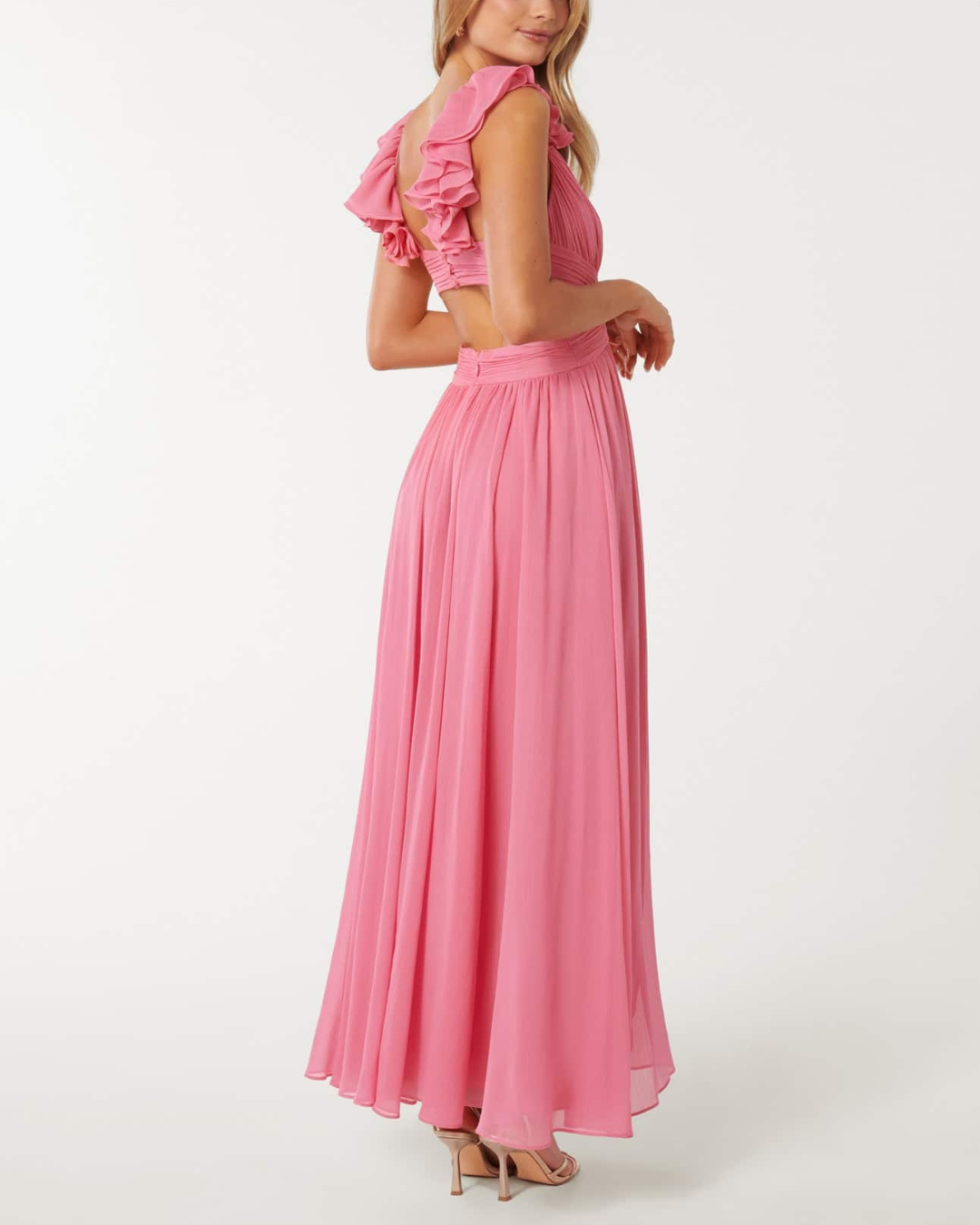 Ruffle Shoulder Maxi Dress - Fashionpara