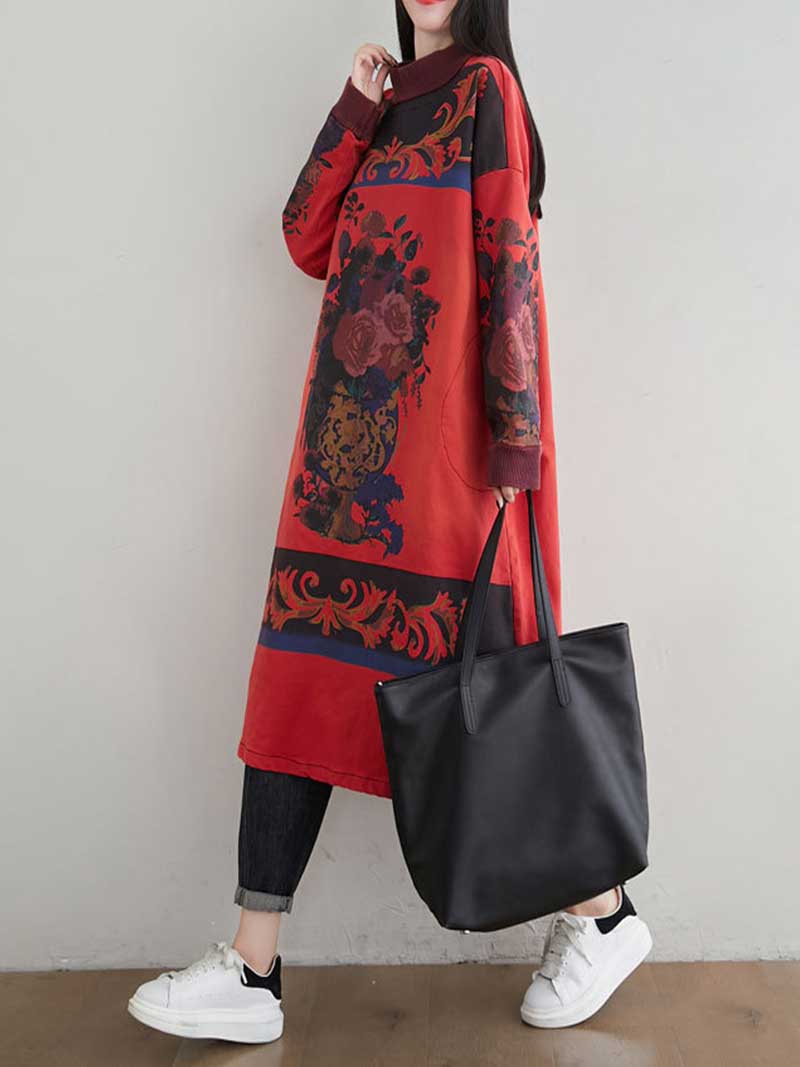 I Won't Give Up High Neck Art Sweater Dress - Fashionpara