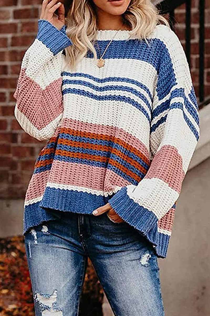 Florcoo Striped Knitted Sweater for Effortless Style