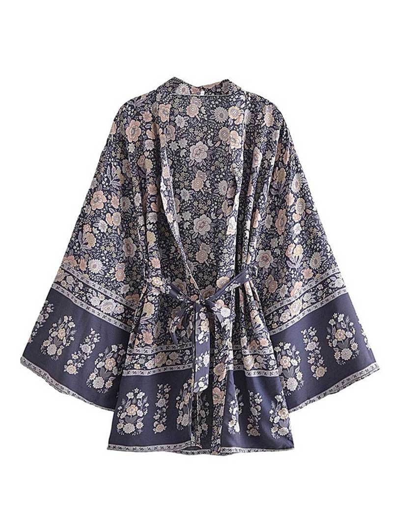 Party Wear Beauty Floral Printed Kimono Gown Duster Robe - Fashionpara