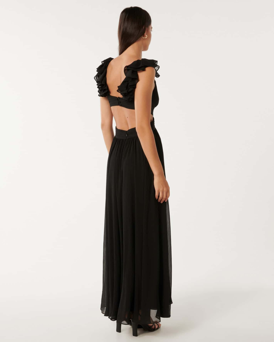 Ruffle Shoulder Maxi Dress - Fashionpara