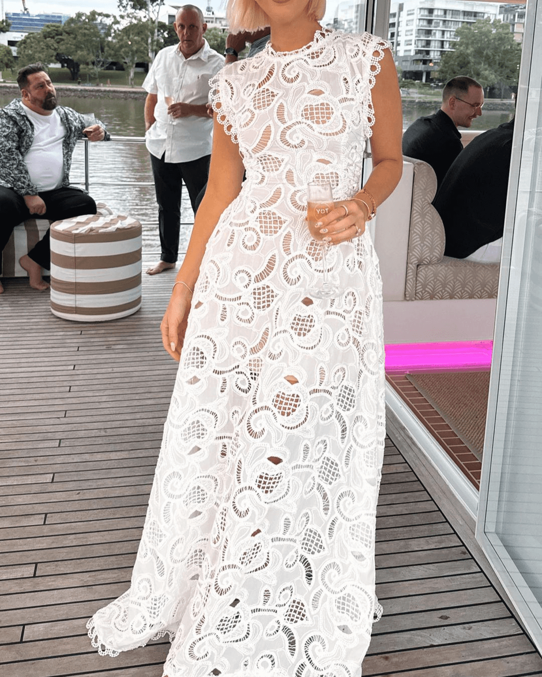 Cotton blend Corded Lace Maxi Dress - Fashionpara