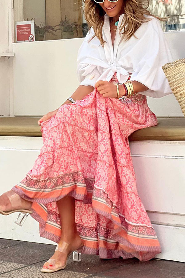 Bohemian paneled floral maxi skirt - Fashionpara