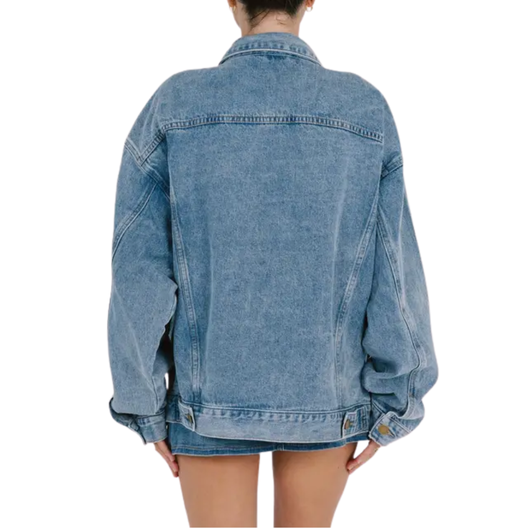 Oversized Button Front Denim Jacket 4