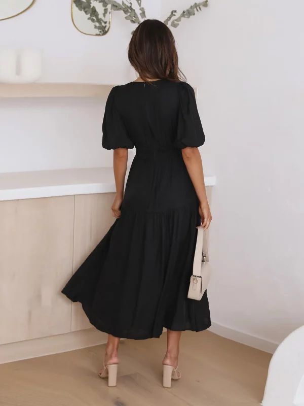 Brunch It Right Midi Dress - Black