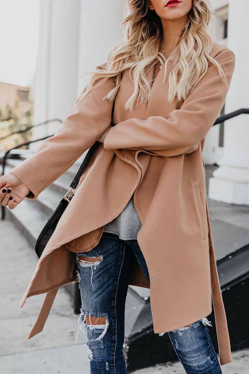 Florcoo Wild Solid Color Trench Coat