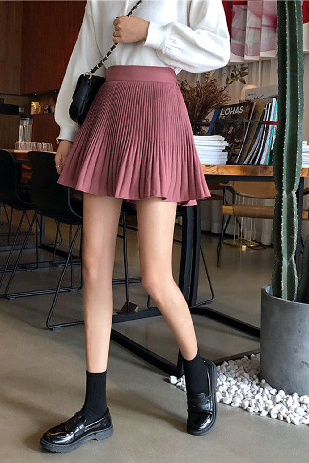 High Waist Solid A-Line Mini Skirts - Fashionpara