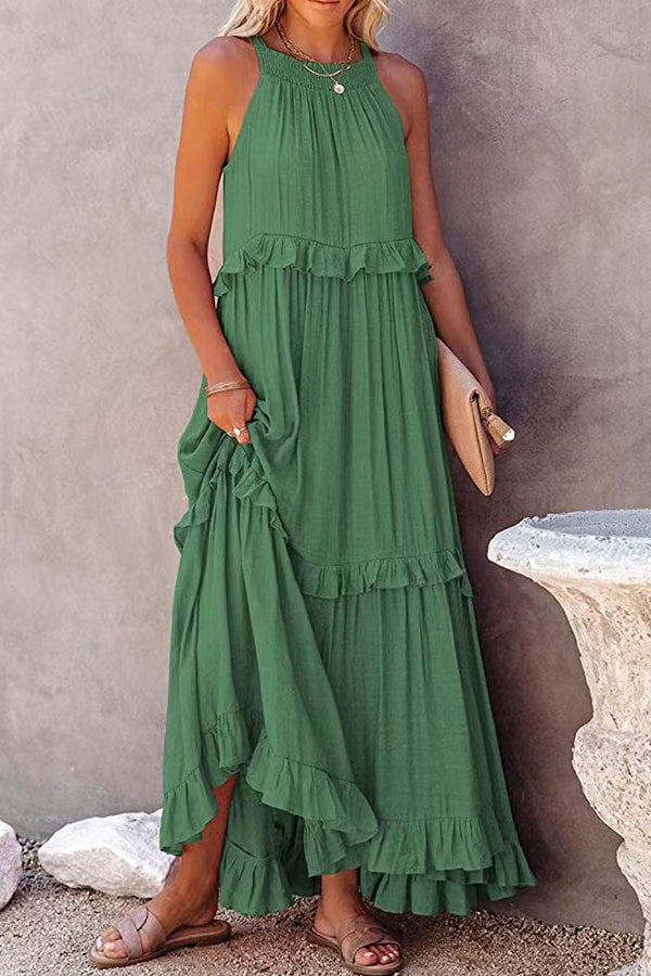 Irregular cake skirt sleeveless long mop skirt - Fashionpara