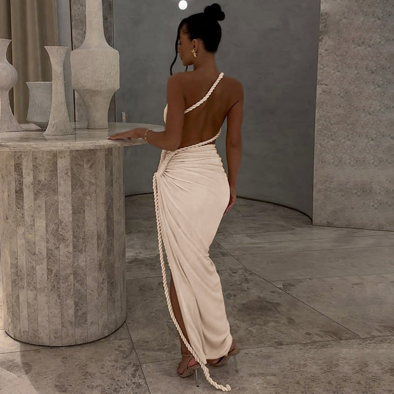 Delia Asymmetrical Dress - Beige