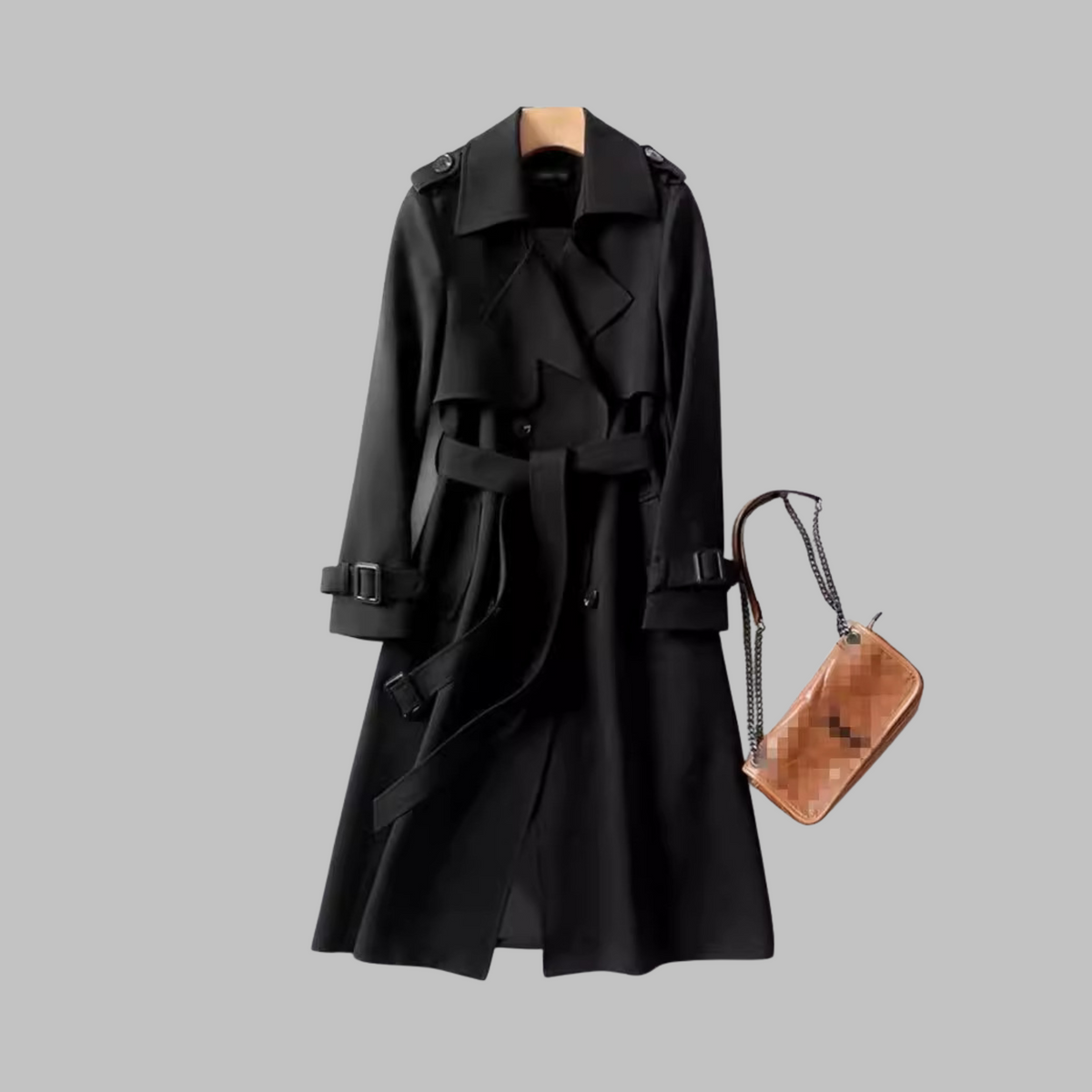 Double Breasted Belted Longline Trench Coat