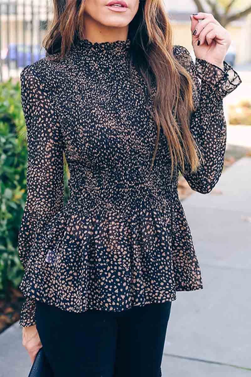 Florcoo Slim Ruffled Long Sleeve Top - Fashionpara