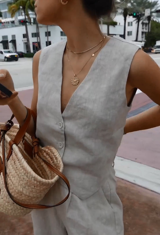 Chic Fancy Waistcoat with Wide Leg Pants Suits - Fashionpara