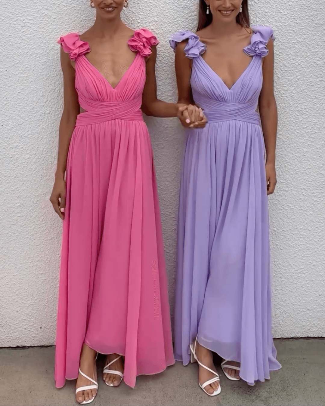 Ruffle Shoulder Maxi Dress - Fashionpara