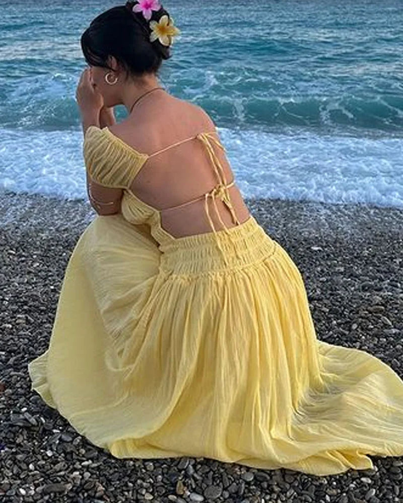 Elegant Backless Strap Holiday Dress - Fashionpara