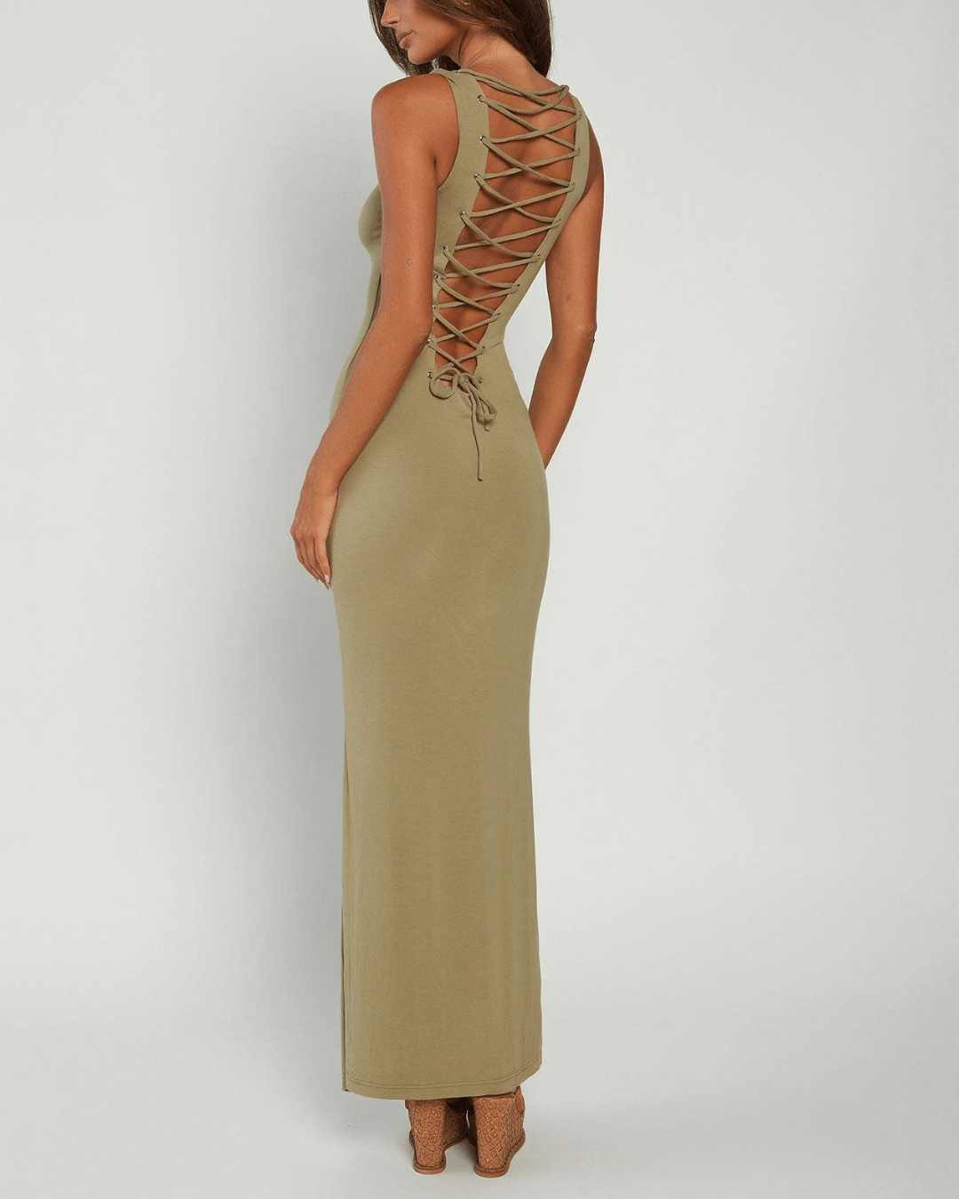 Criss-cross Bodycon Silhouette Maxi Dress - Fashionpara