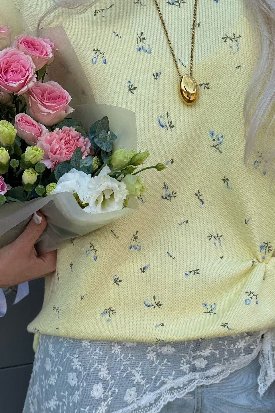 Floral Knit Loose Pullover Blouse 3