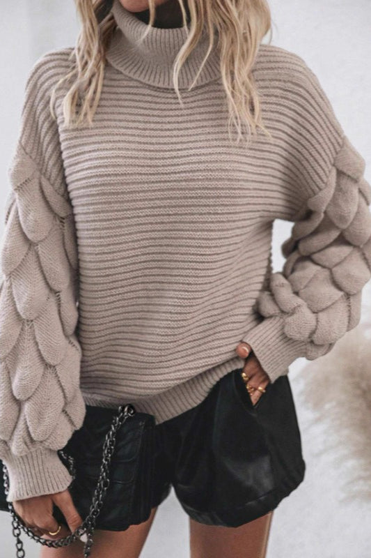 High Neck Pullover Knit Sweater