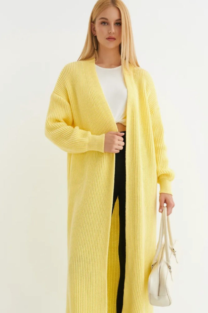 Chic Long-Length Knit Cardigan for Cozy Layering Style