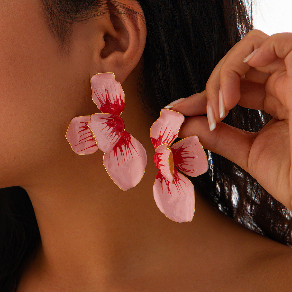 Ombre Printed Flower Earrings