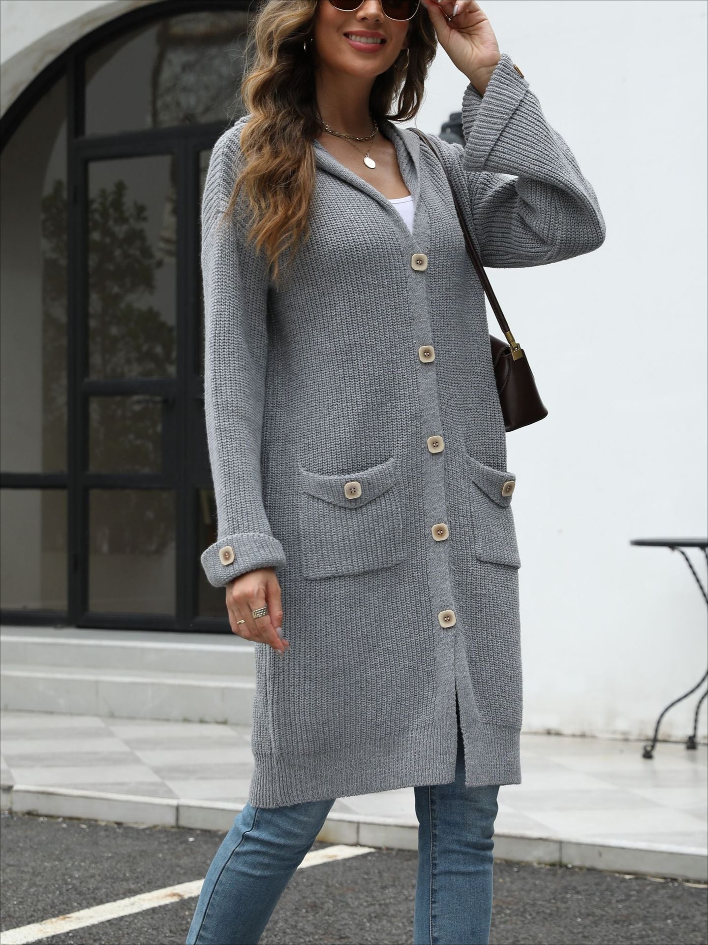 Elegant V-Neck Loose Knit Cardigan for Stylish Comfort