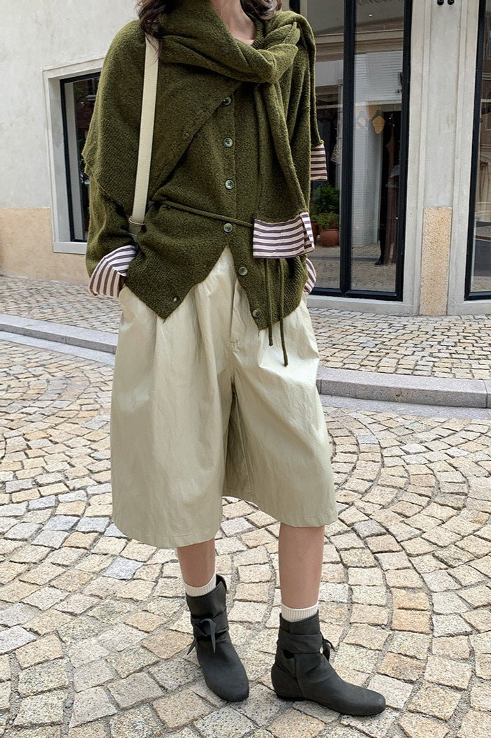 Color-Block Belted Knit Cardigan for Effortless Style