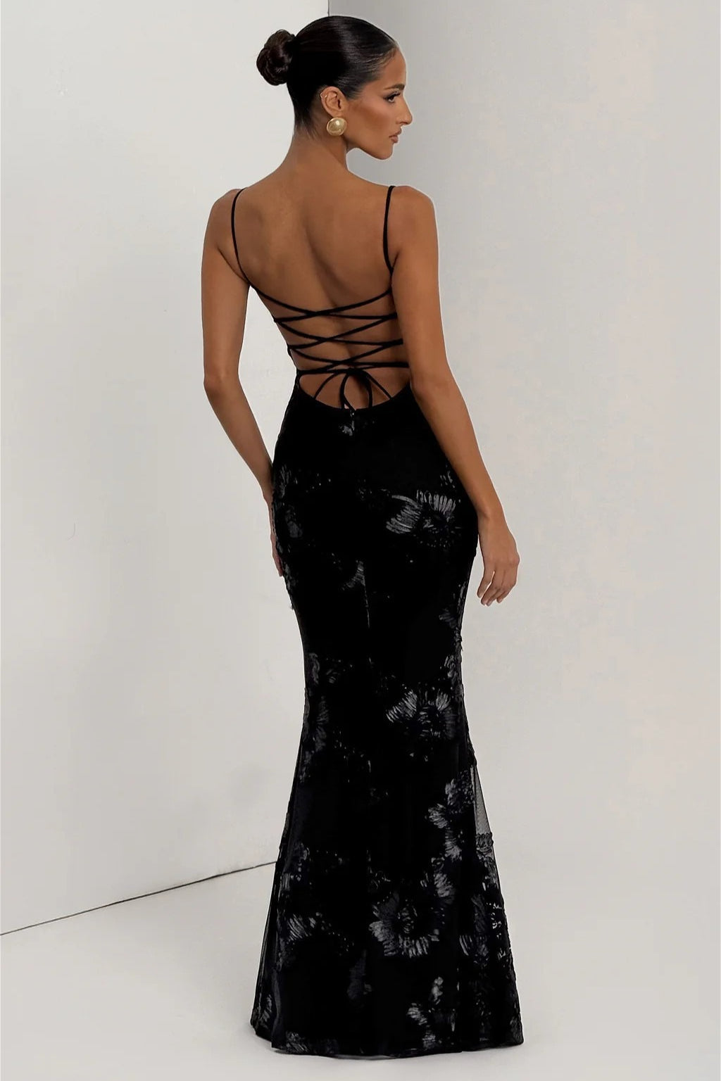 Floral Embroidered Bustier Mermaid Maxi Gown 6