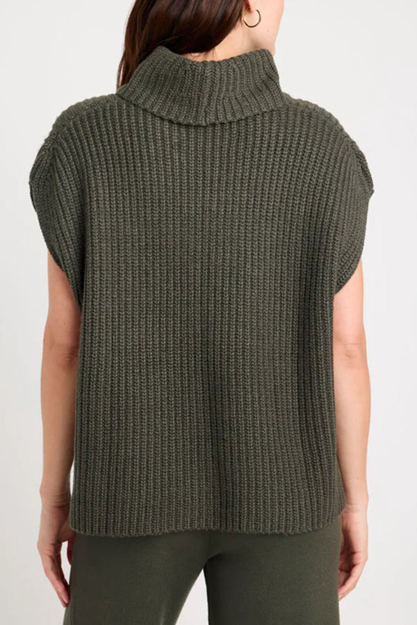 Luxe Knit Turtle Neck Cap Sleeve Sweater for Effortless Style