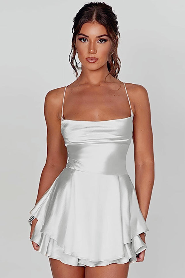 Satin Slip V-Neck Cami Midi Dress