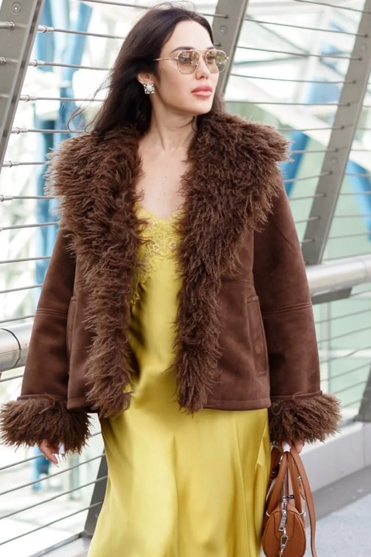 Faux Fur Patchwork Coat - Fashionpara