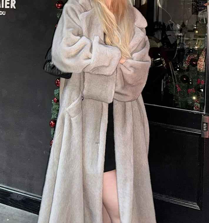 Oversized Faux Mink Fluffy Winter Overcoat